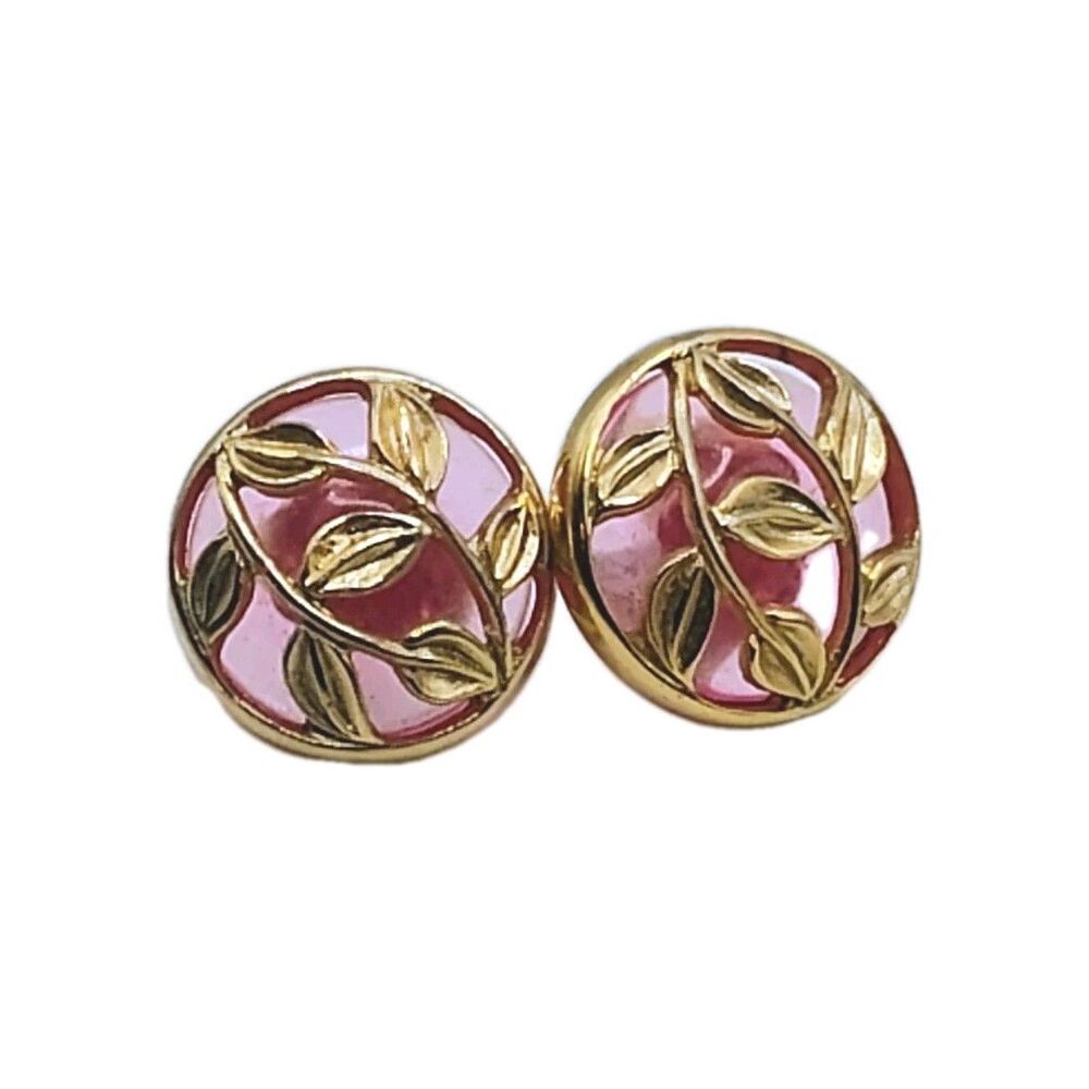 5/$25 Vintage AVON Goldtone With Pink Classy Earrings